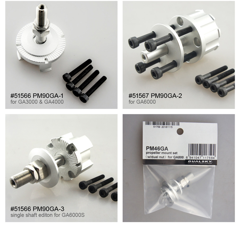 Brushless Motor Thrust Test Stand - Moyeu d'hélice Dualsky série GA, adaptateur
